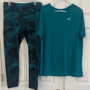 Reebok Teal and Black Workout Ensemble